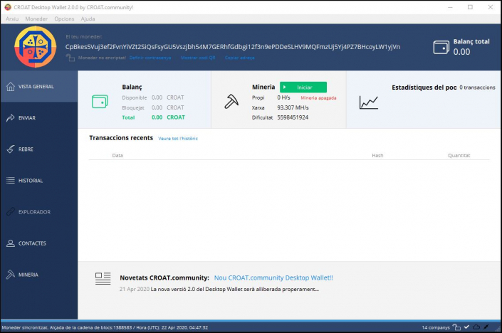 CROAT Desktop Wallet – Aspectes generals - CROAT.Community